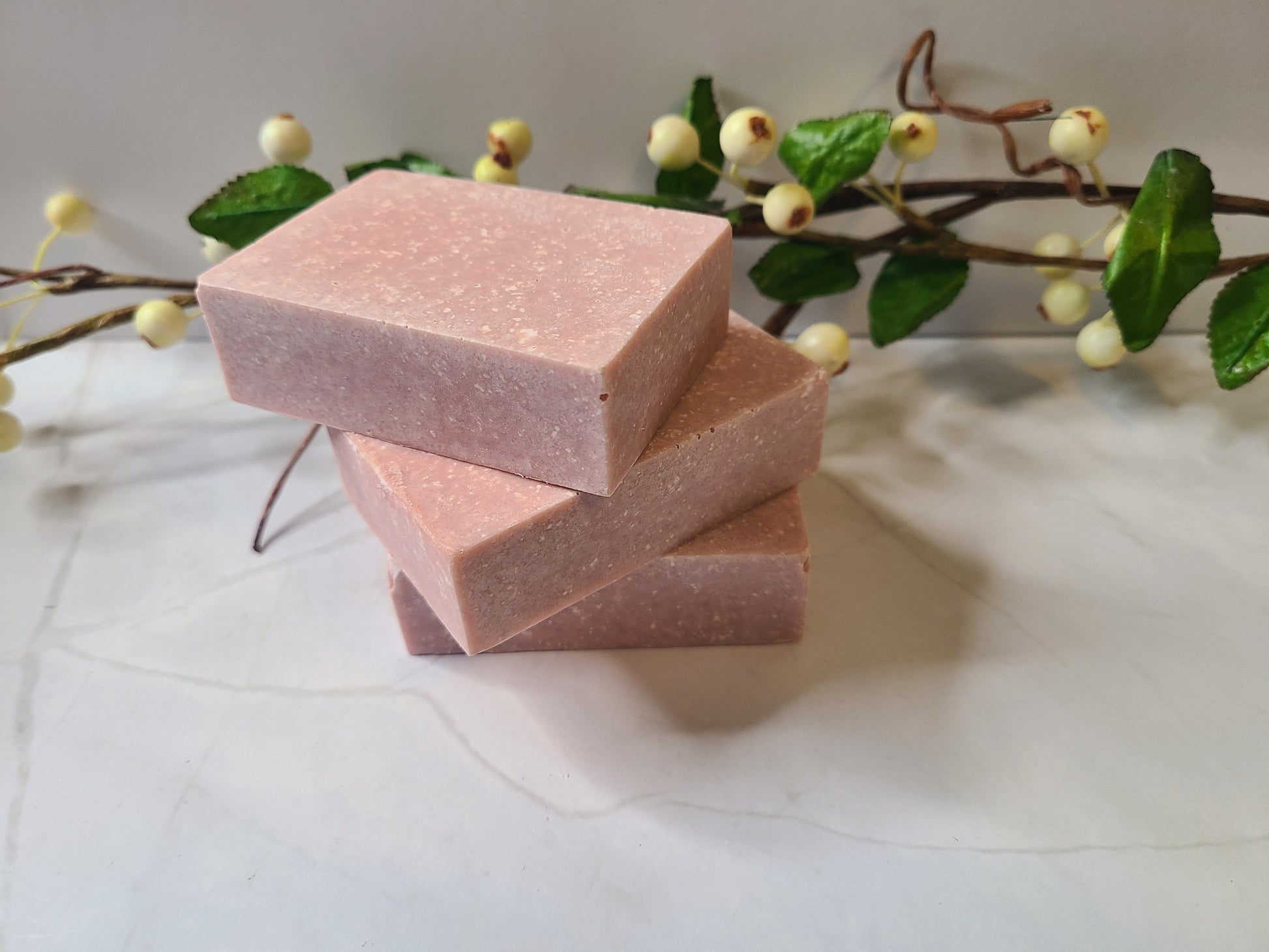 handmade Pink kaolin clay salt soap