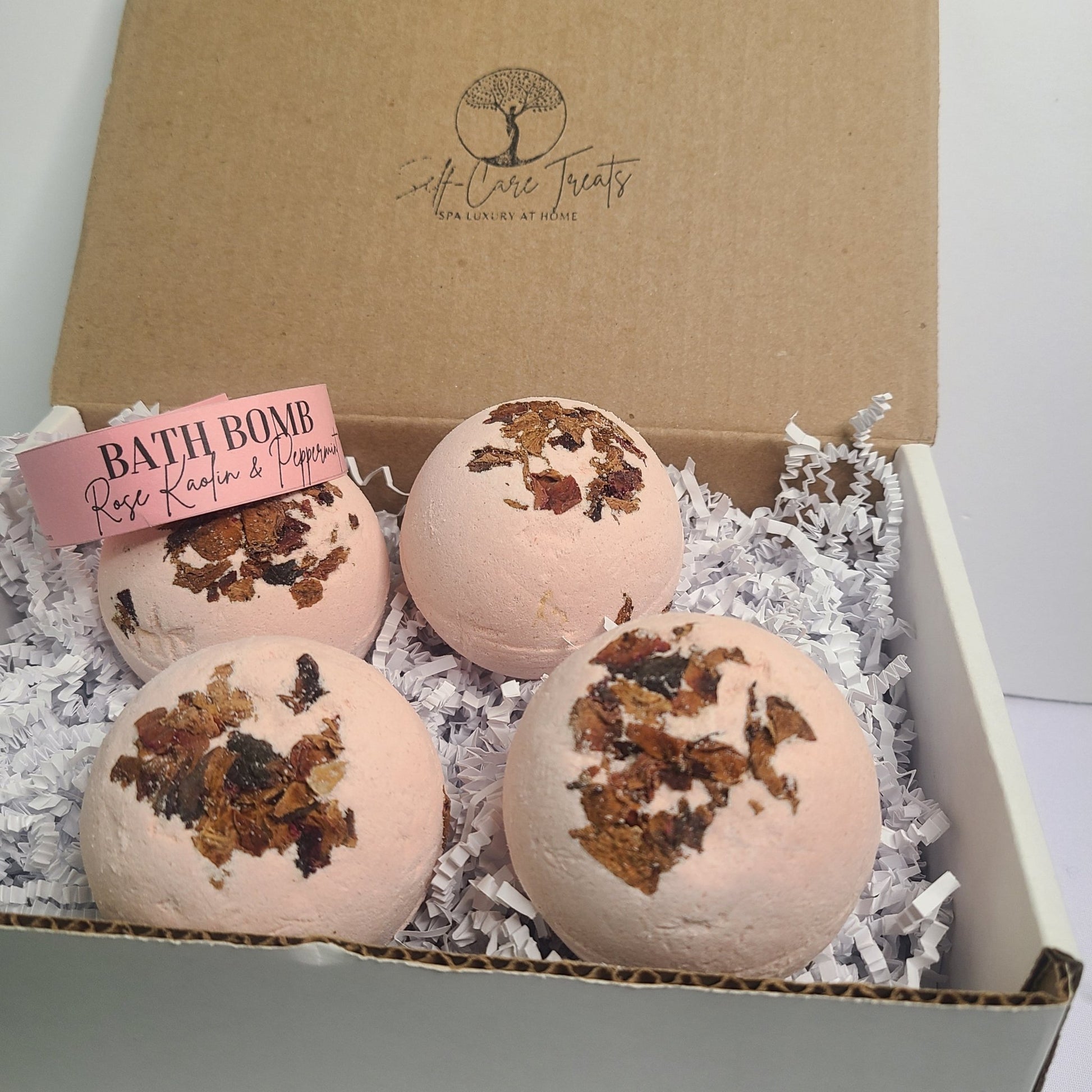 Vegan Rose Peppermint Bath Bomb (Set of 4) - Self - Care Treats