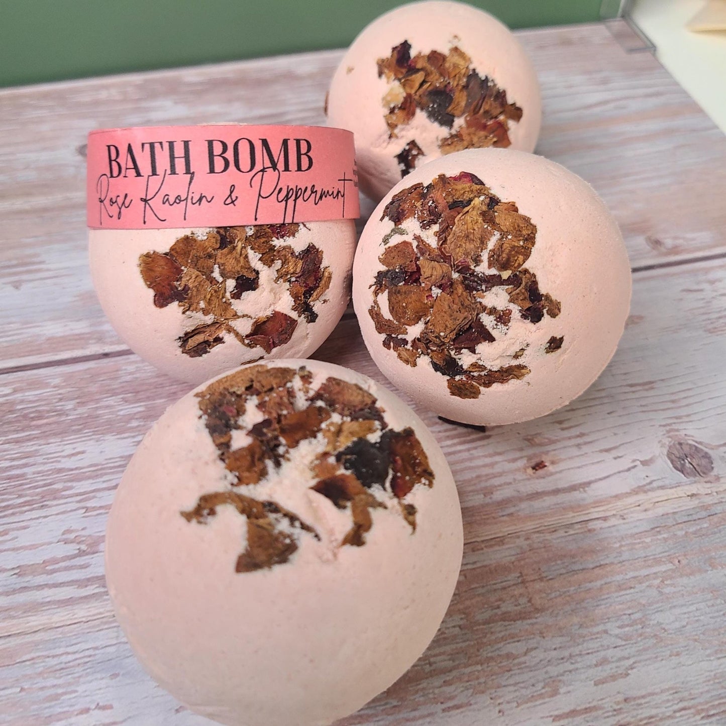 Vegan Rose Peppermint Bath Bomb (Set of 4) - Self - Care Treats